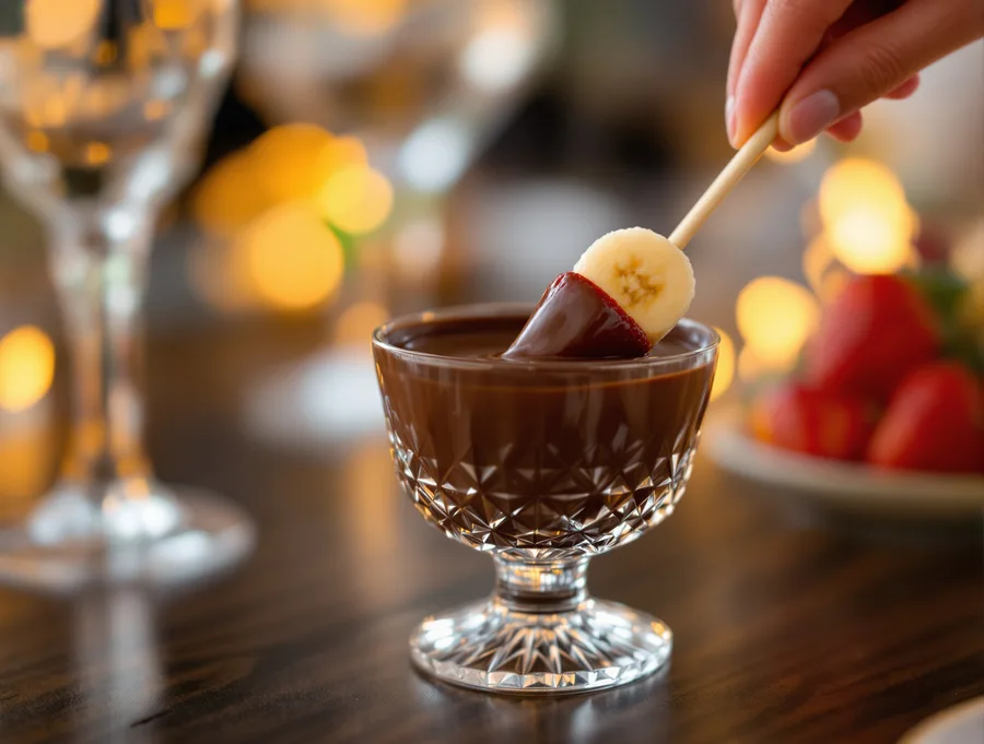 Mini fondue de chocolate com frutas